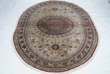 Extremely Fine Vintage Turkish Silk Hereke Oval Rug 4'10'' x 7'11''