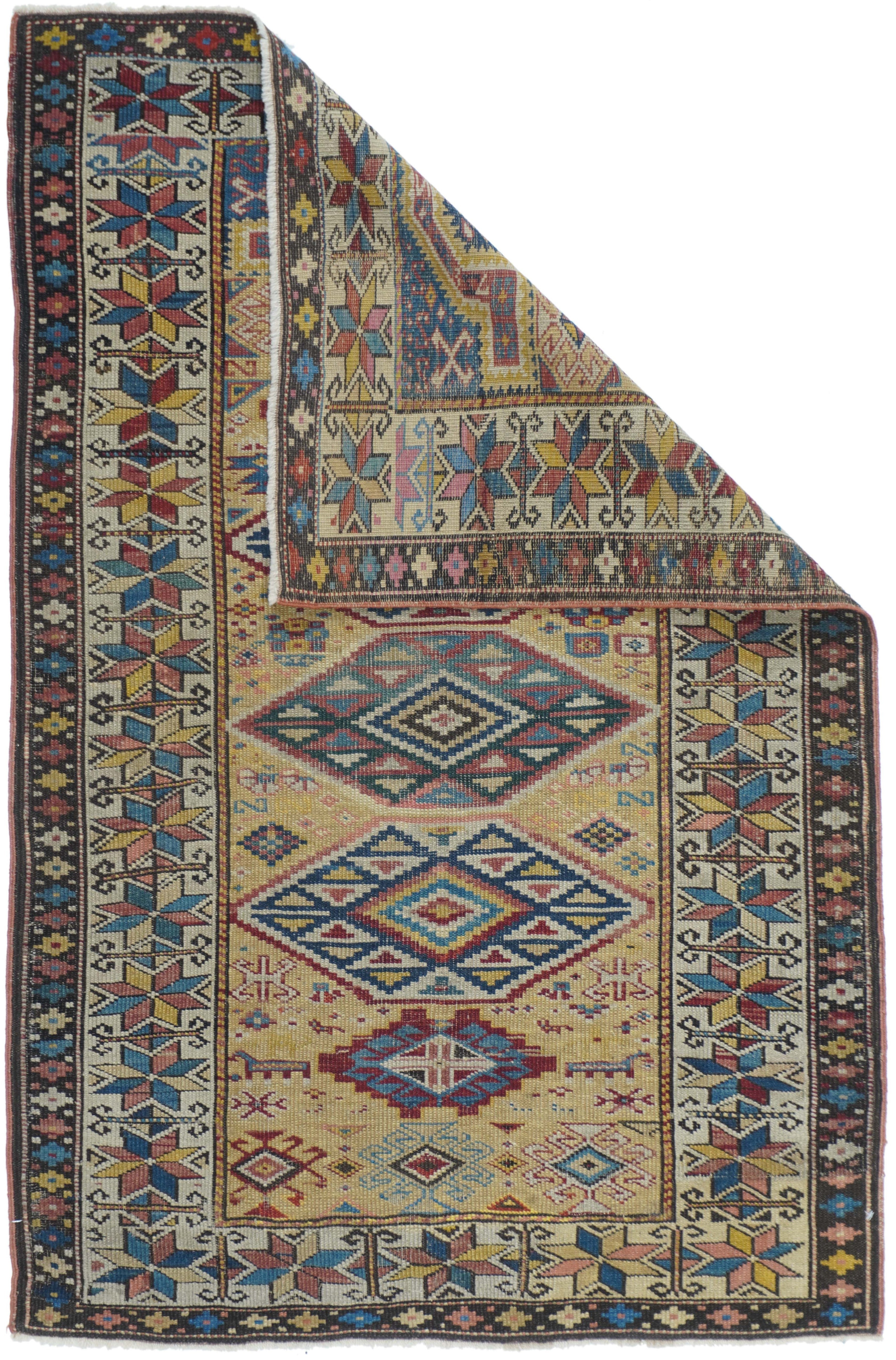 Antique Caucasian Kuba Rug 3'2'' x 4'9''