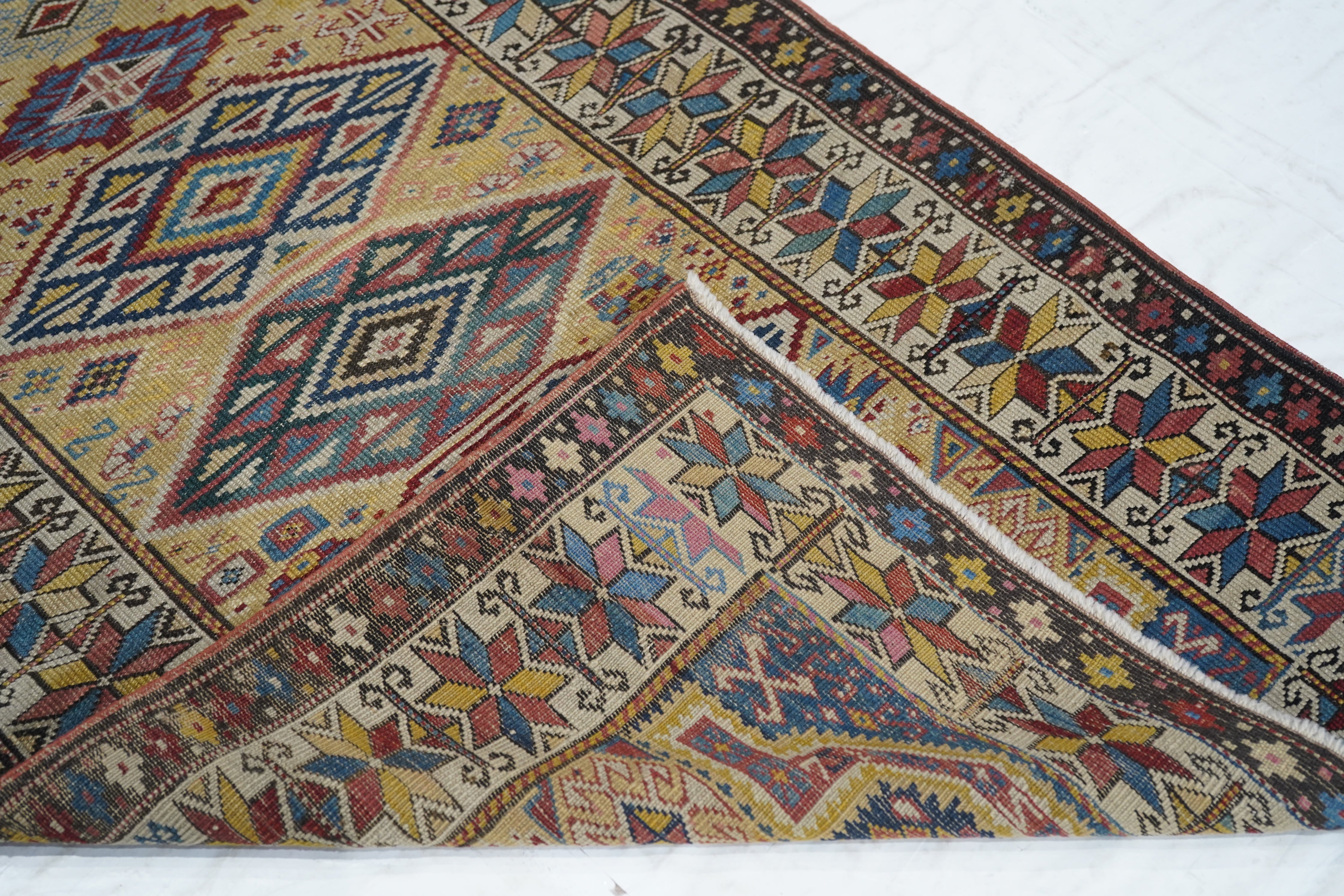 Antique Caucasian Kuba Rug 3'2'' x 4'9''