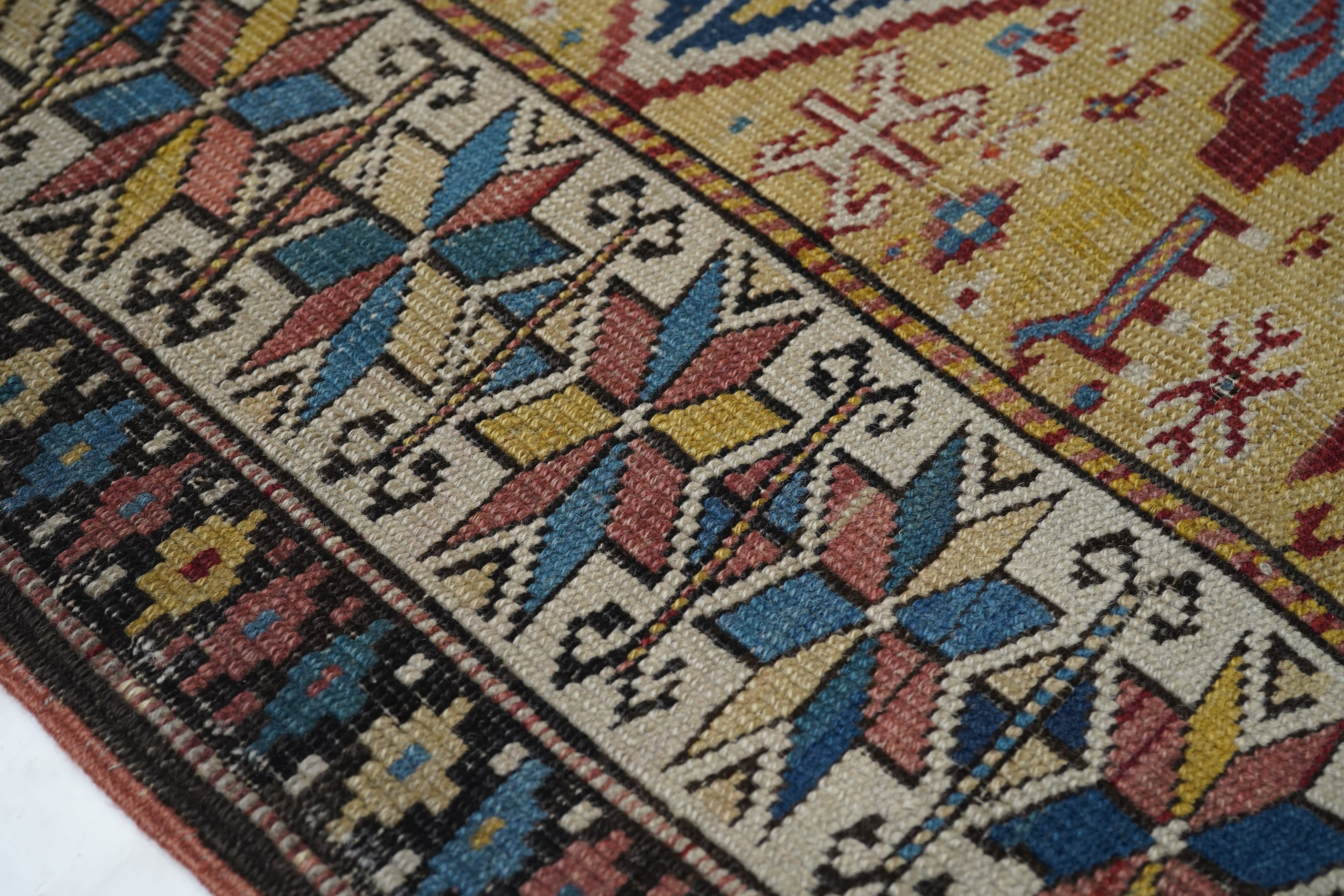 Antique Caucasian Kuba Rug 3'2'' x 4'9''