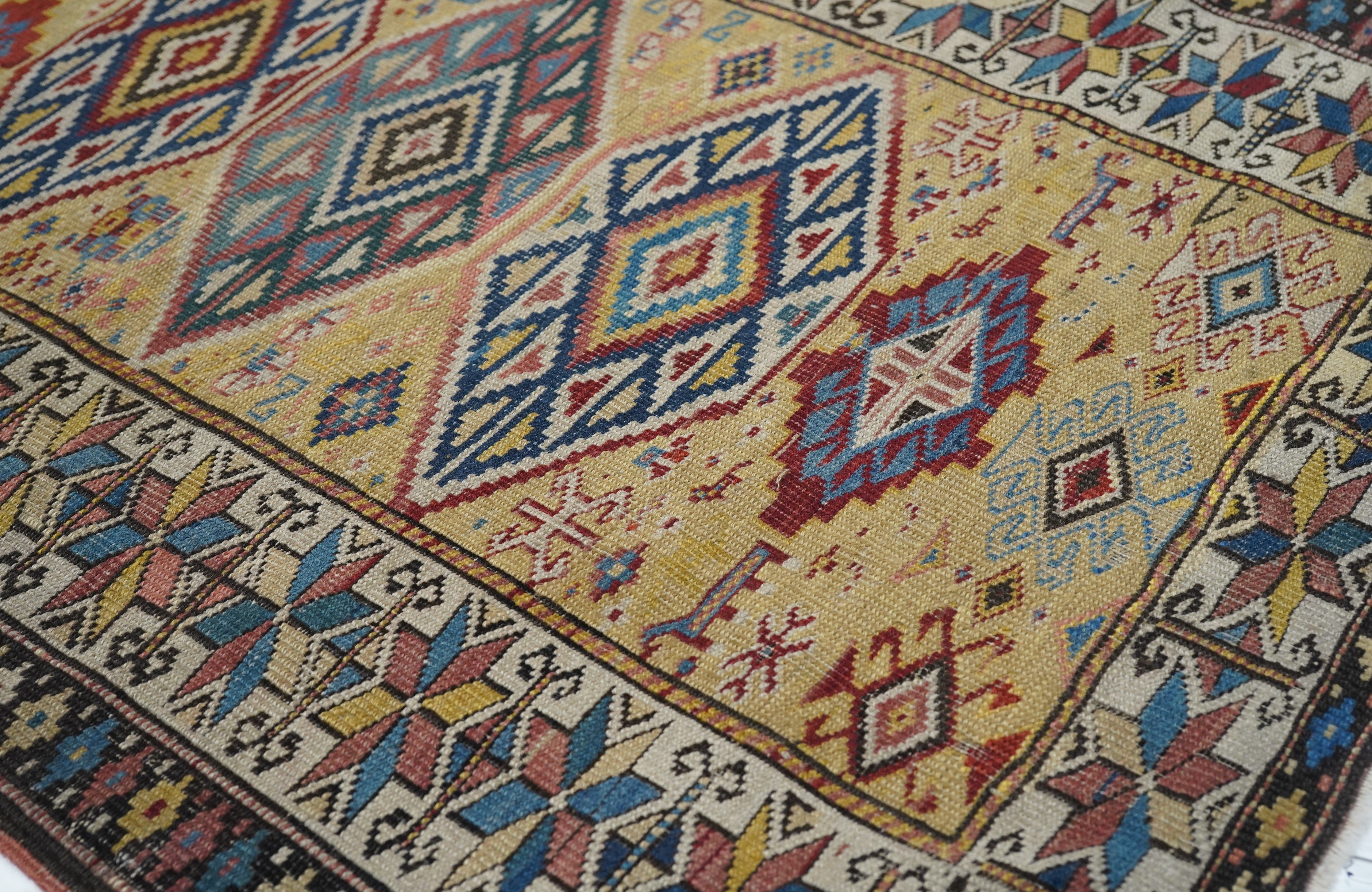 Antique Caucasian Kuba Rug 3'2'' x 4'9''
