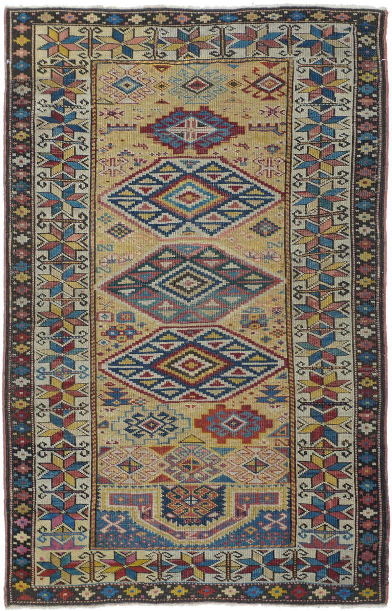 Antique Caucasian Kuba Rug 3'2'' x 4'9''