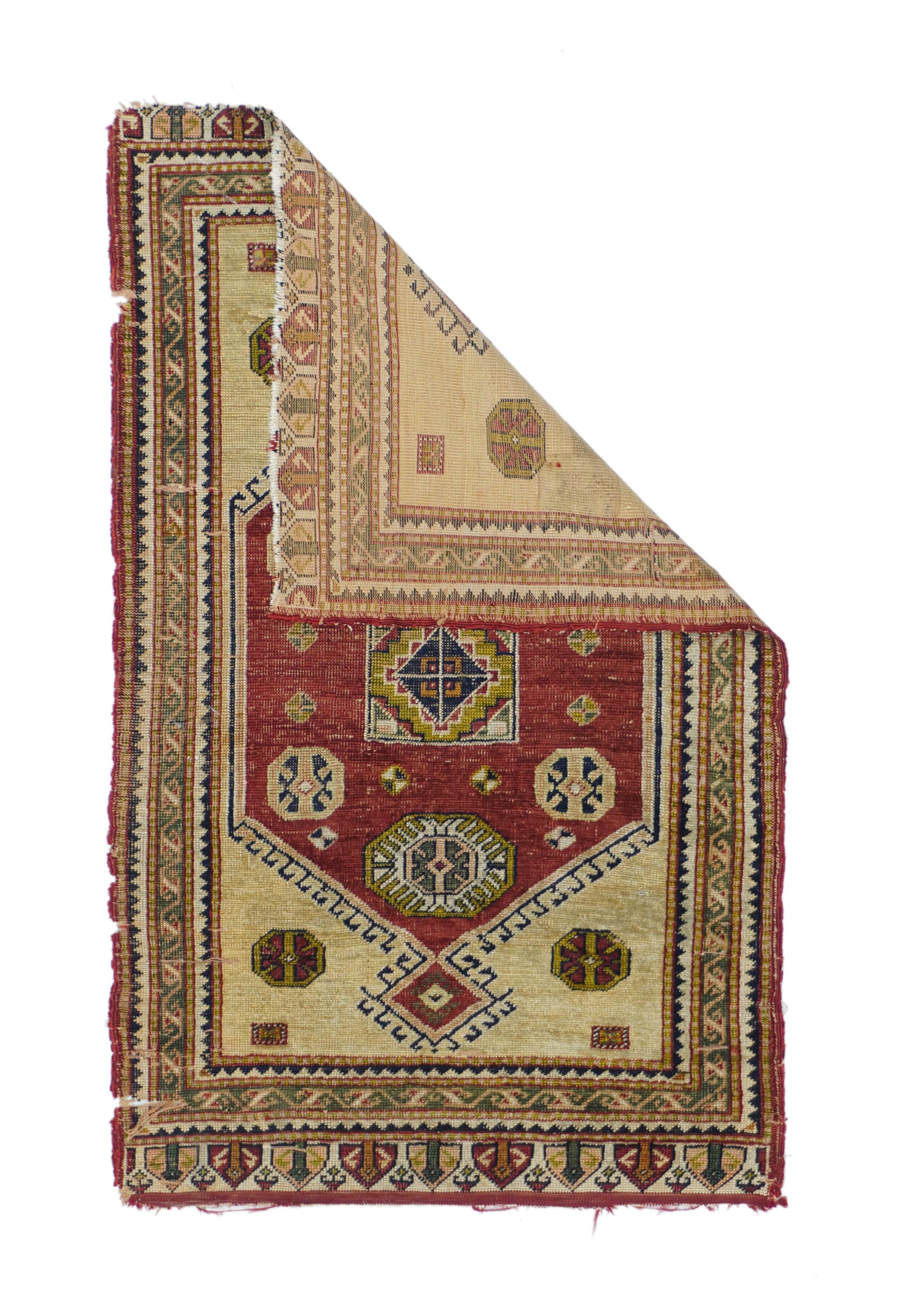 Antique Turkish Anatolian Rug 1'9'' x 2'10''