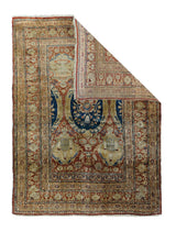 Antique Silk Heriz Rug 4'7'' x 6'1''