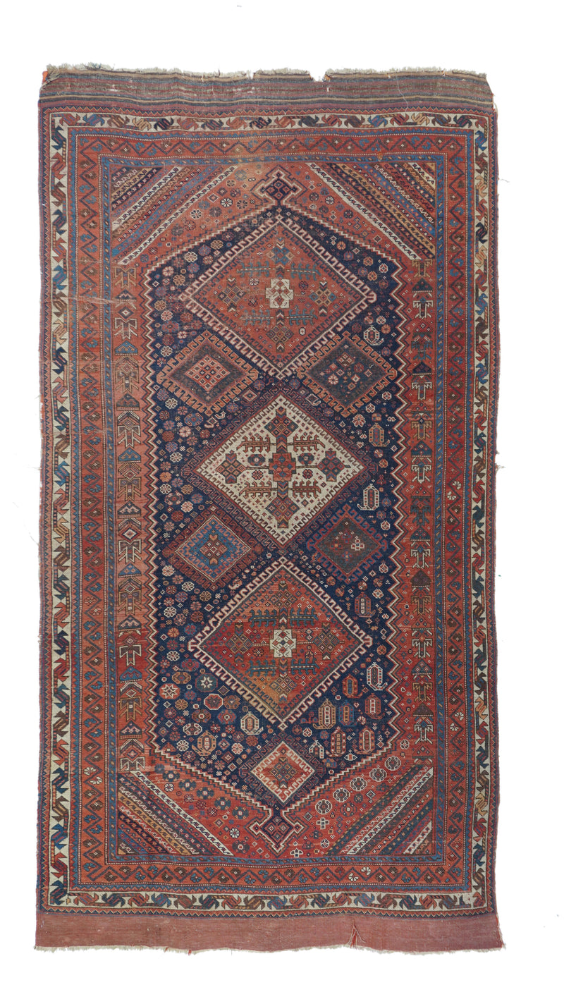 Antique  Qashqai Rug 4' 7