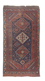 Antique  Qashqai Rug 4' 7" x 9' 6''