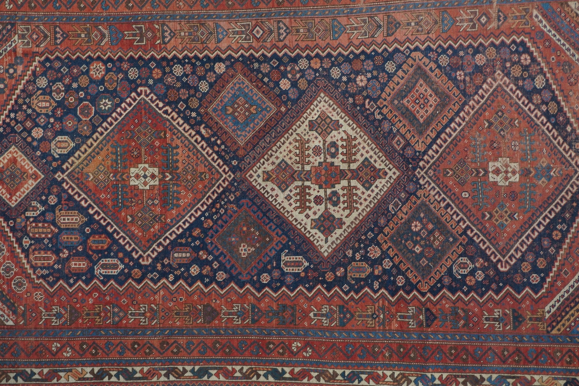Antique  Qashqai Rug 4' 7" x 9' 6''