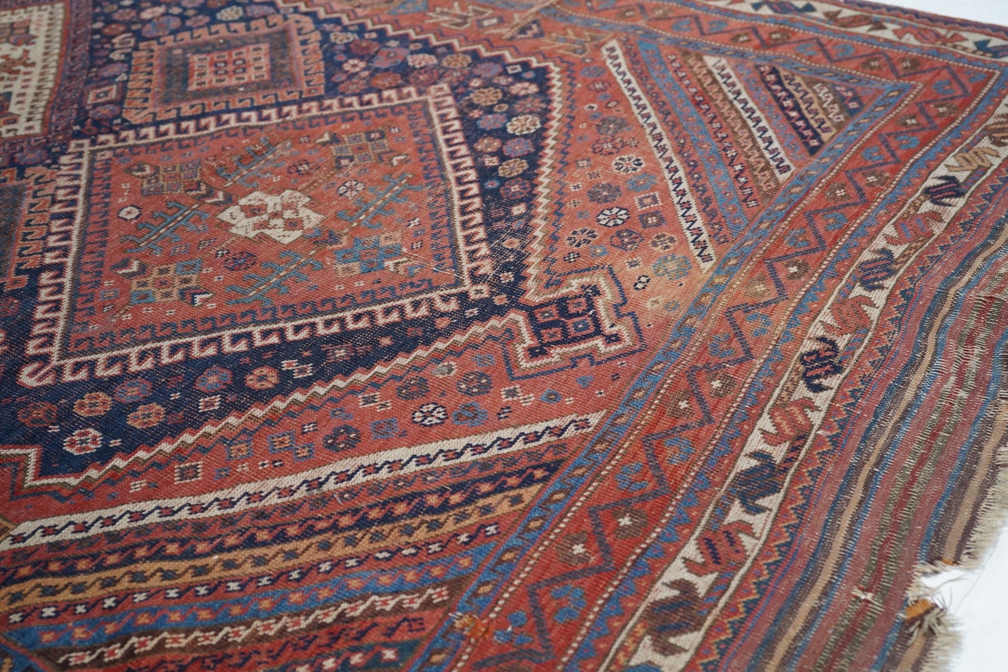 Antique  Qashqai Rug 4' 7" x 9' 6''