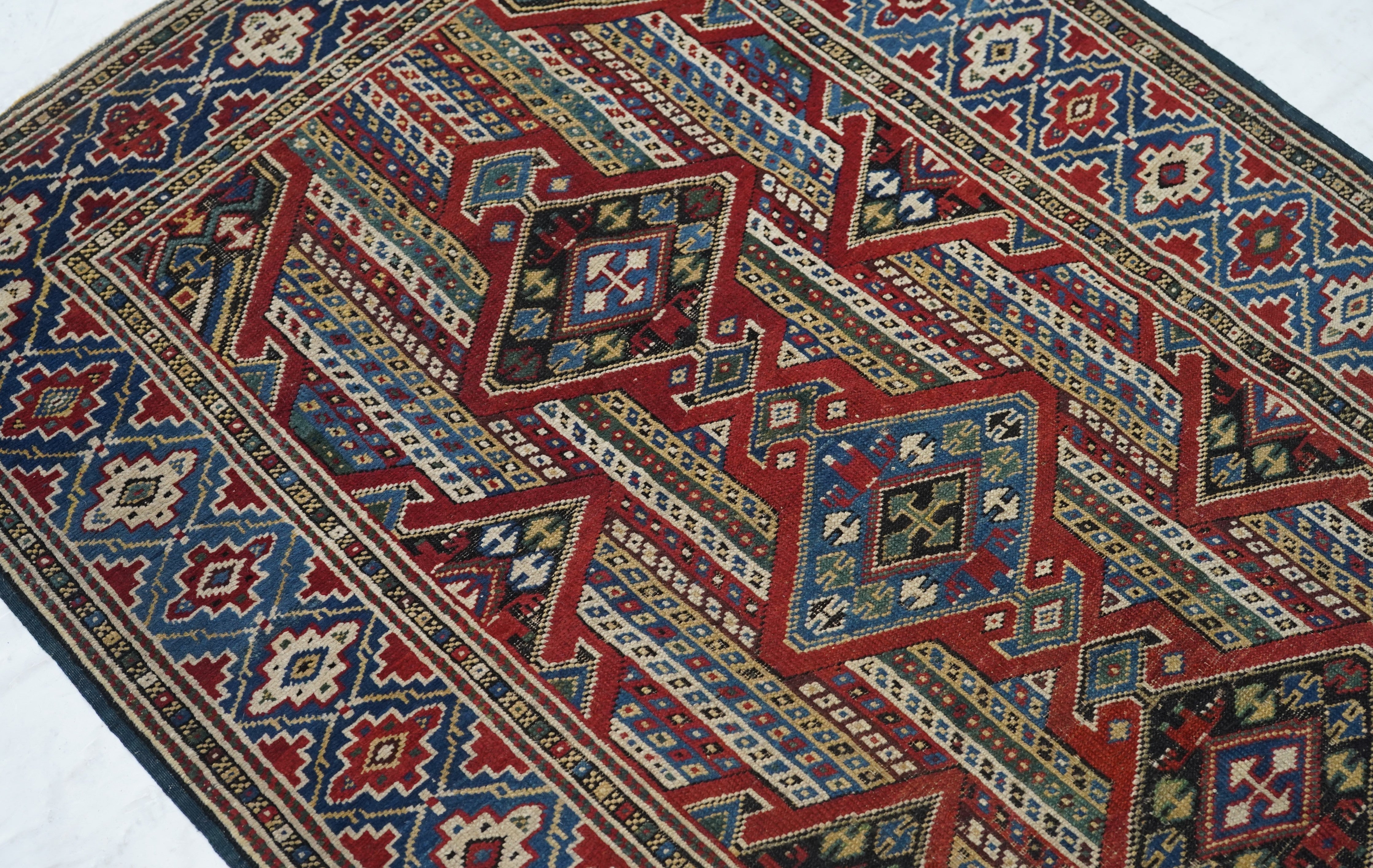 Antique Caucasian Kuba Rug 3'3'' x 4'6''