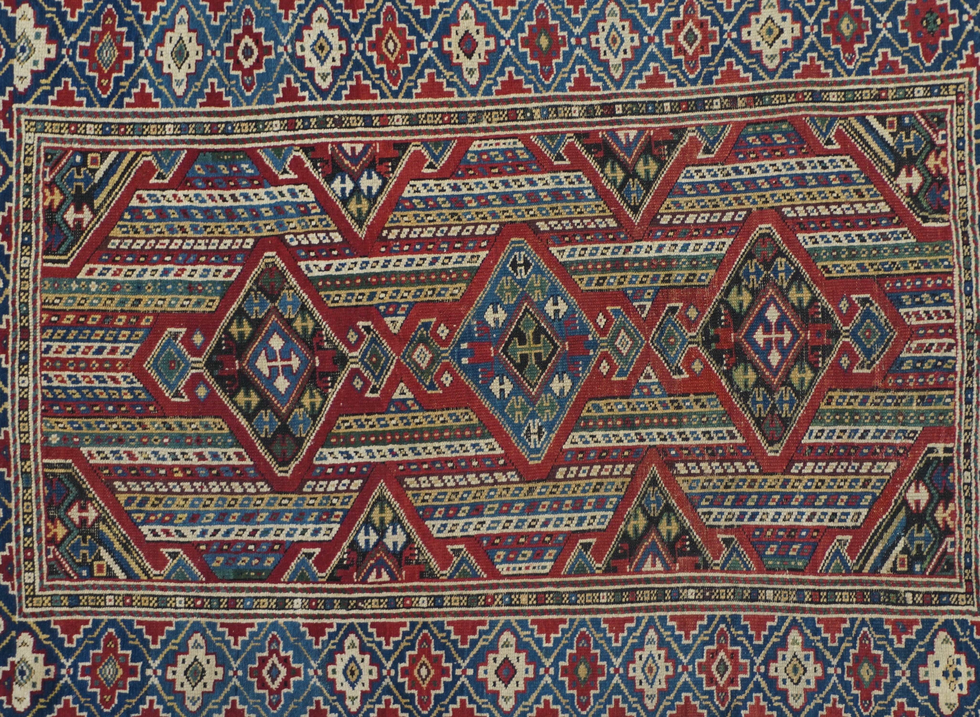 Antique Caucasian Kuba Rug 3'3'' x 4'6''