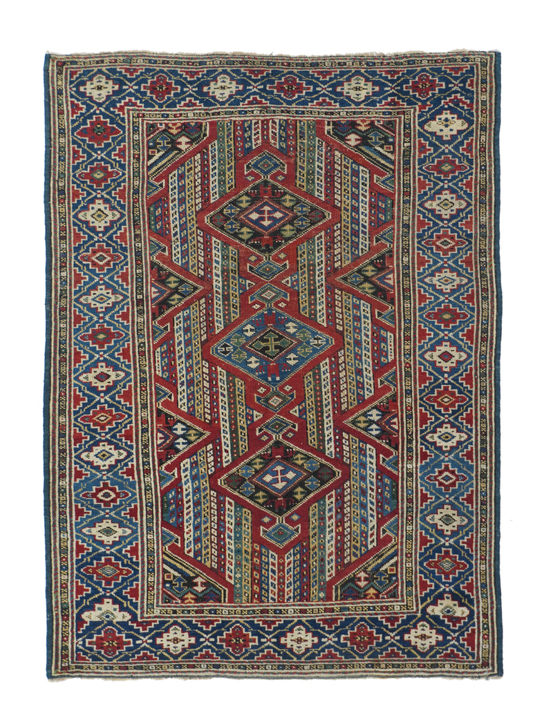 Antique Caucasian Kuba Rug 3'3'' x 4'6''