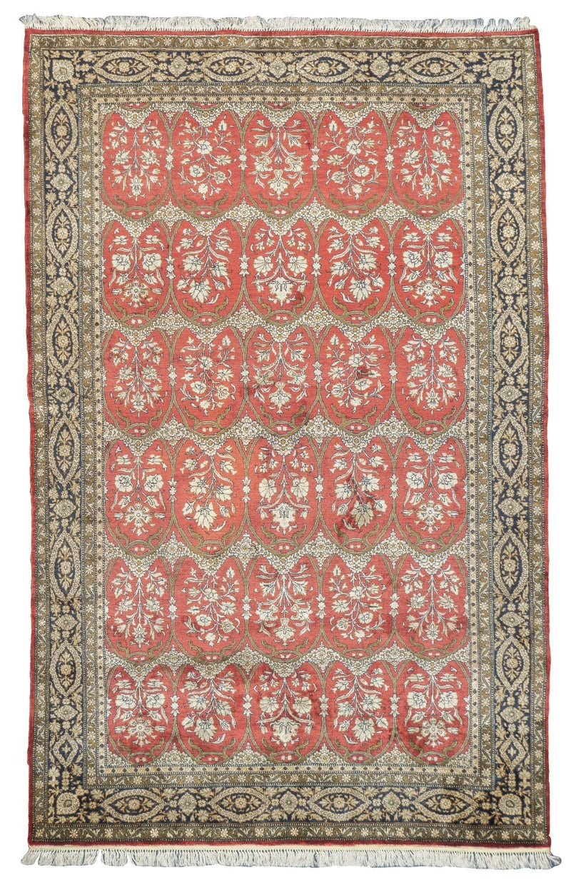 Extremely Fine Vintage Silk  Qum Rug 4'7'' x 7'1''
