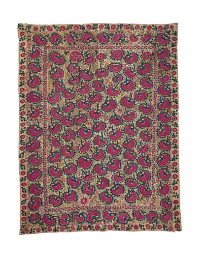 Antique Uzbekistan Suzani Rug 6'2'' x 7'11''