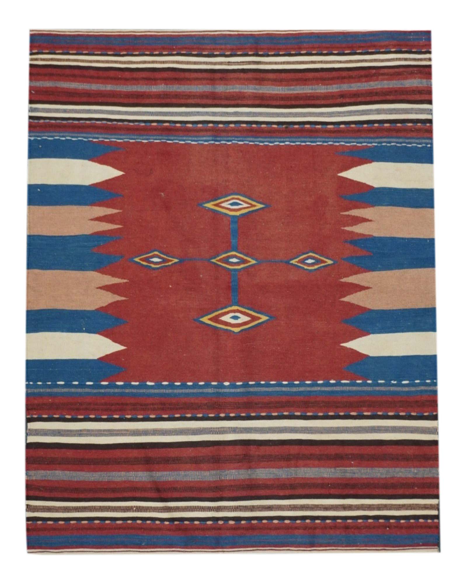 Antique Caucasian Kilim Rug 3'8'' x 4'8''