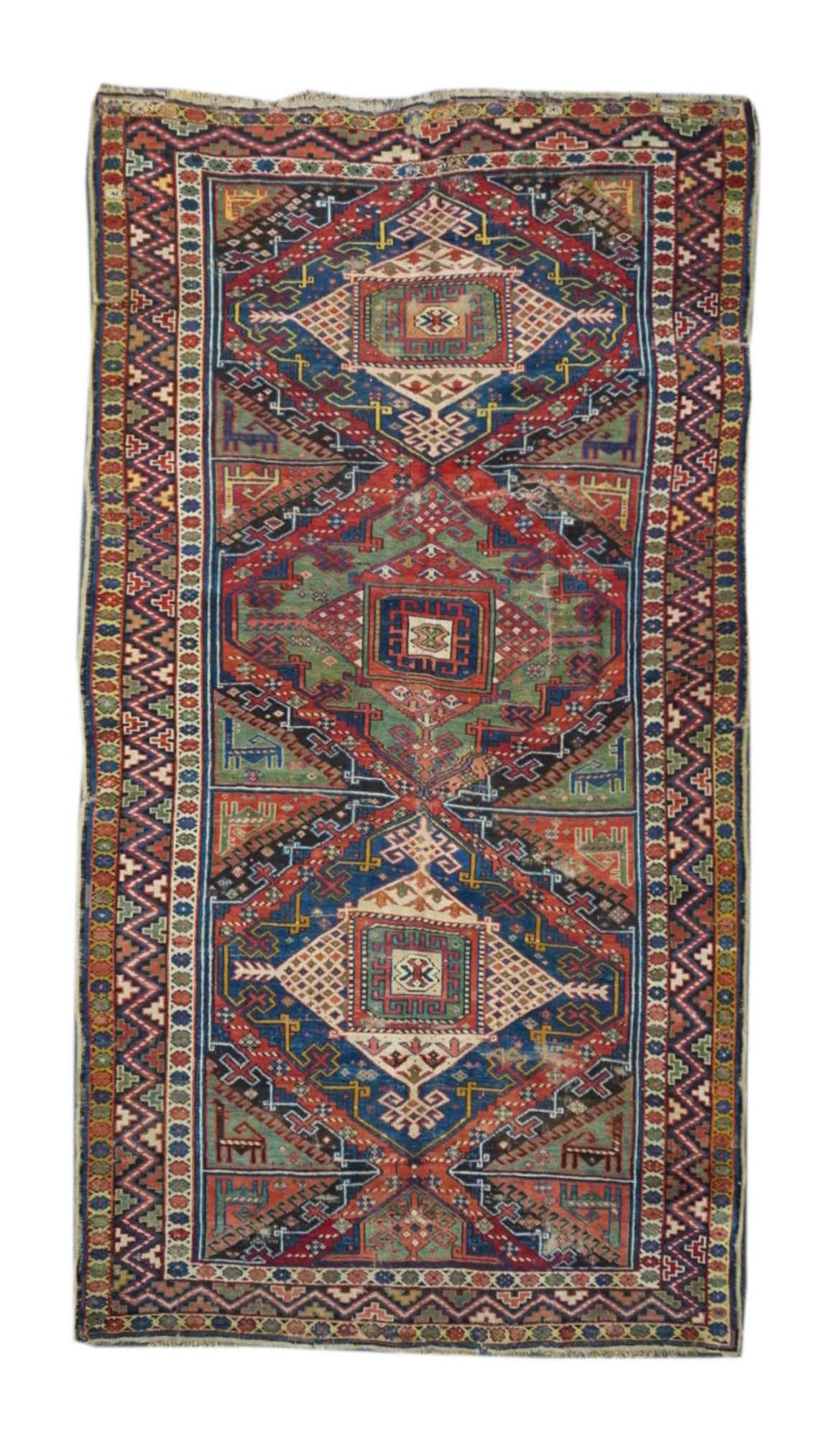 Antique Caucasian Kurdish Kazak Rug 5'5'' x 9'10''