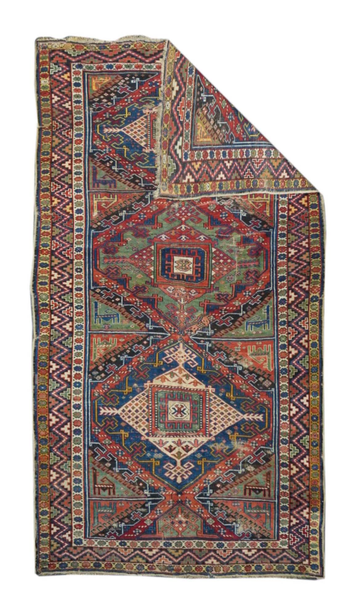 Antique Caucasian Kurdish Kazak Rug 5'5'' x 9'10''