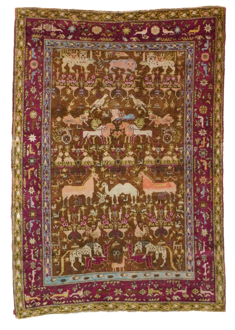 Antique Silk Turkish Rug 3'6'' x 5'1''