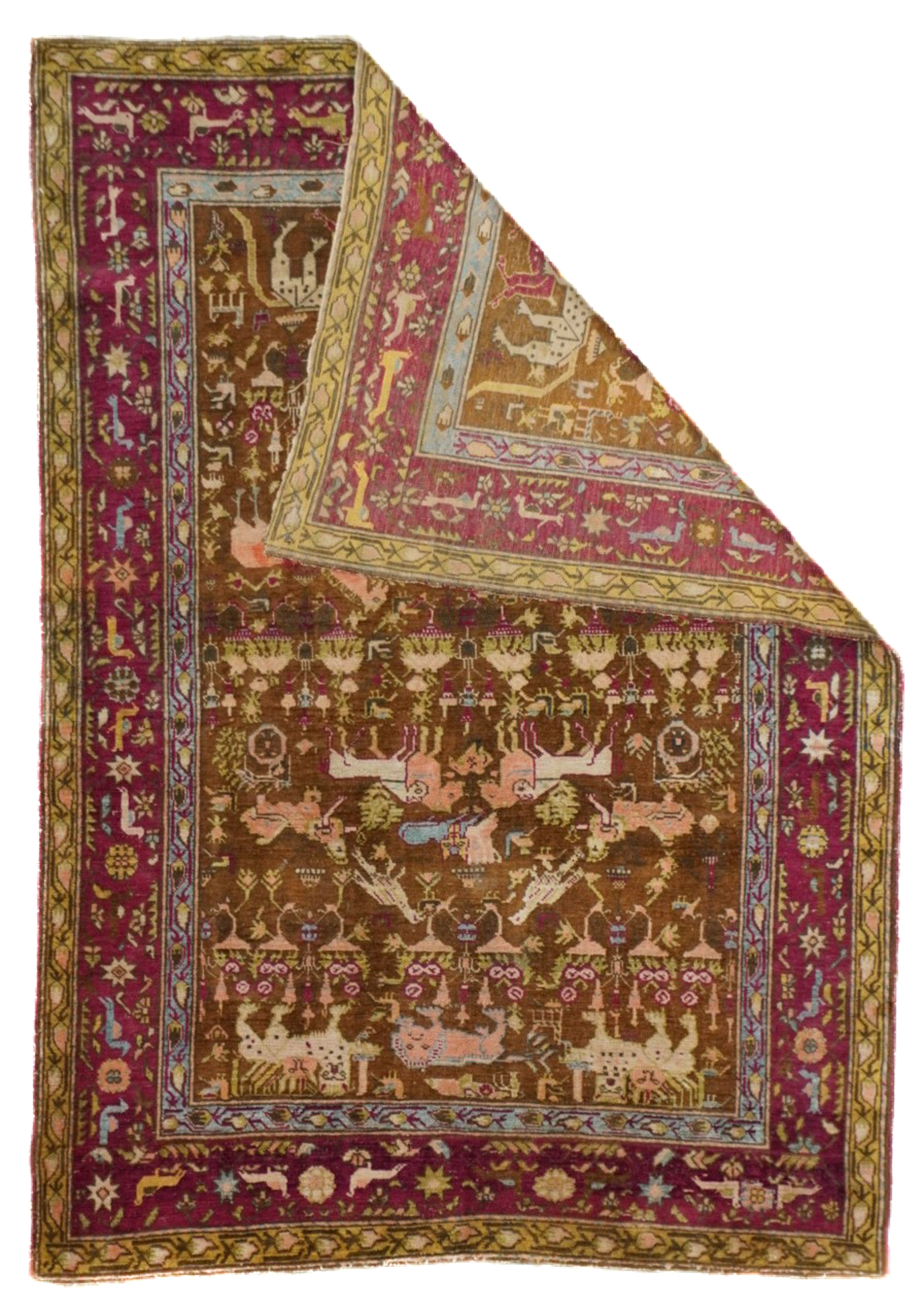 Antique Silk Turkish Rug 3'6'' x 5'1''