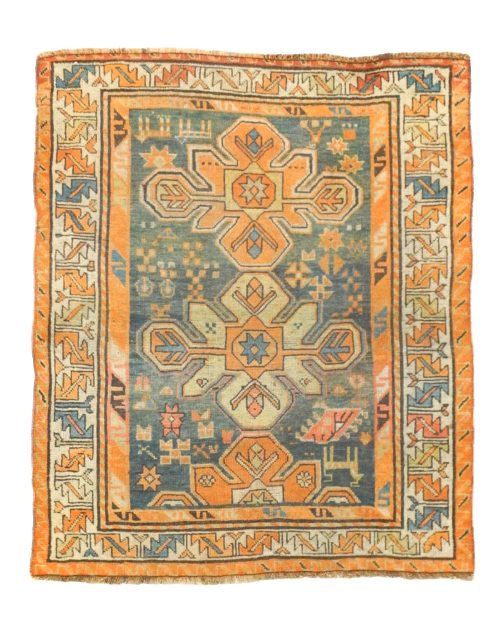 Antique Caucasian Kurd Kazak Rug 3'2'' x 3'10''