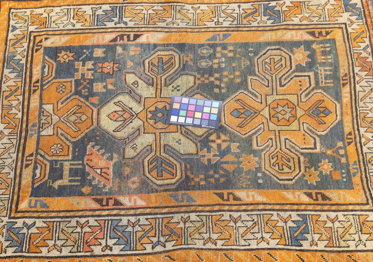 Antique Caucasian Kurd Kazak Rug 3'2'' x 3'10''