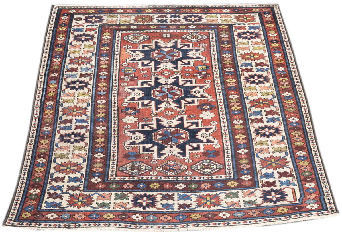 Antique Caucasian Shirvan Rug 3'8'' x 4'6''