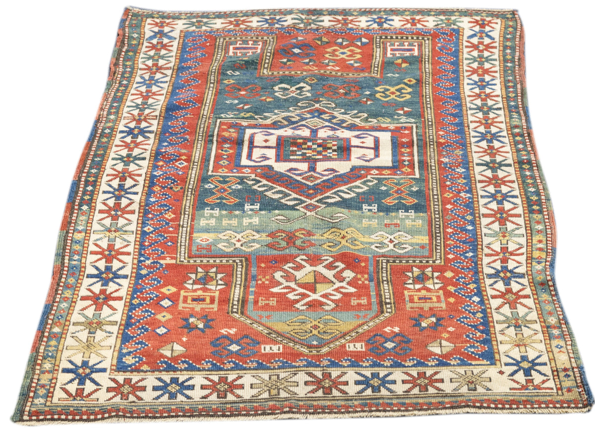 Antique Caucasian Kazak Rug 3'4'' x 5'2''