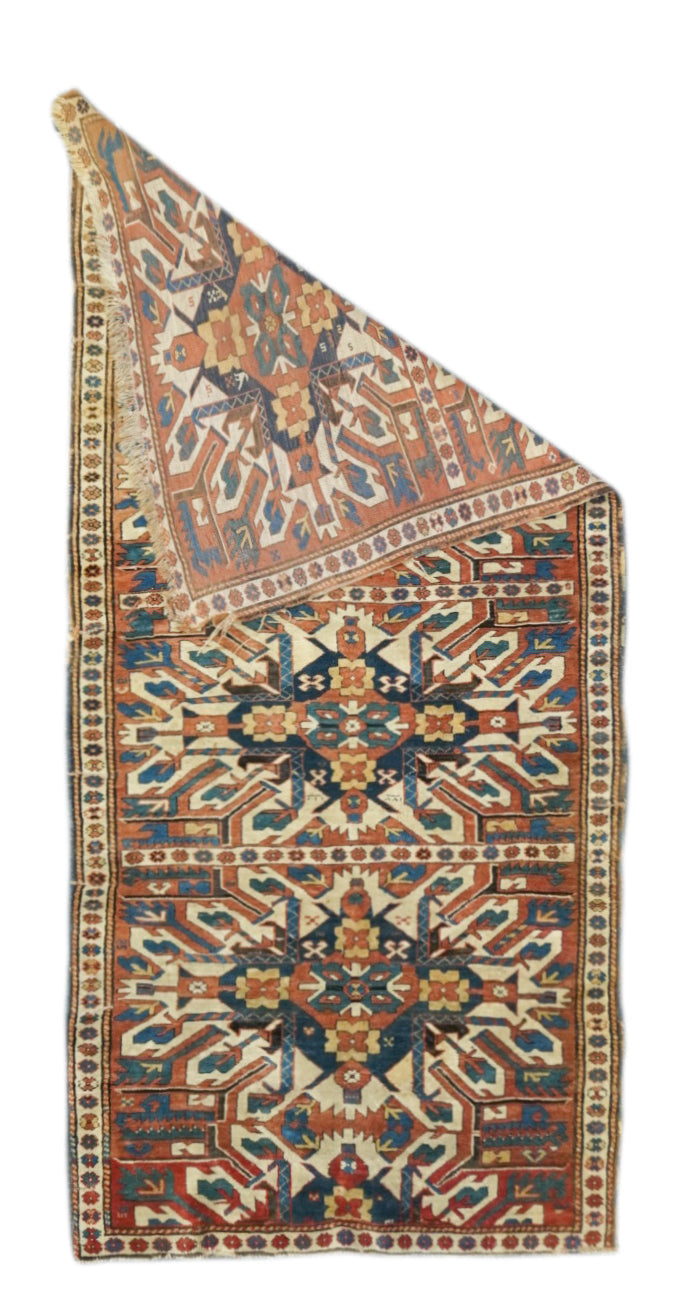 Antique Caucasian Kazak Rug 4'3'' x 8'10''