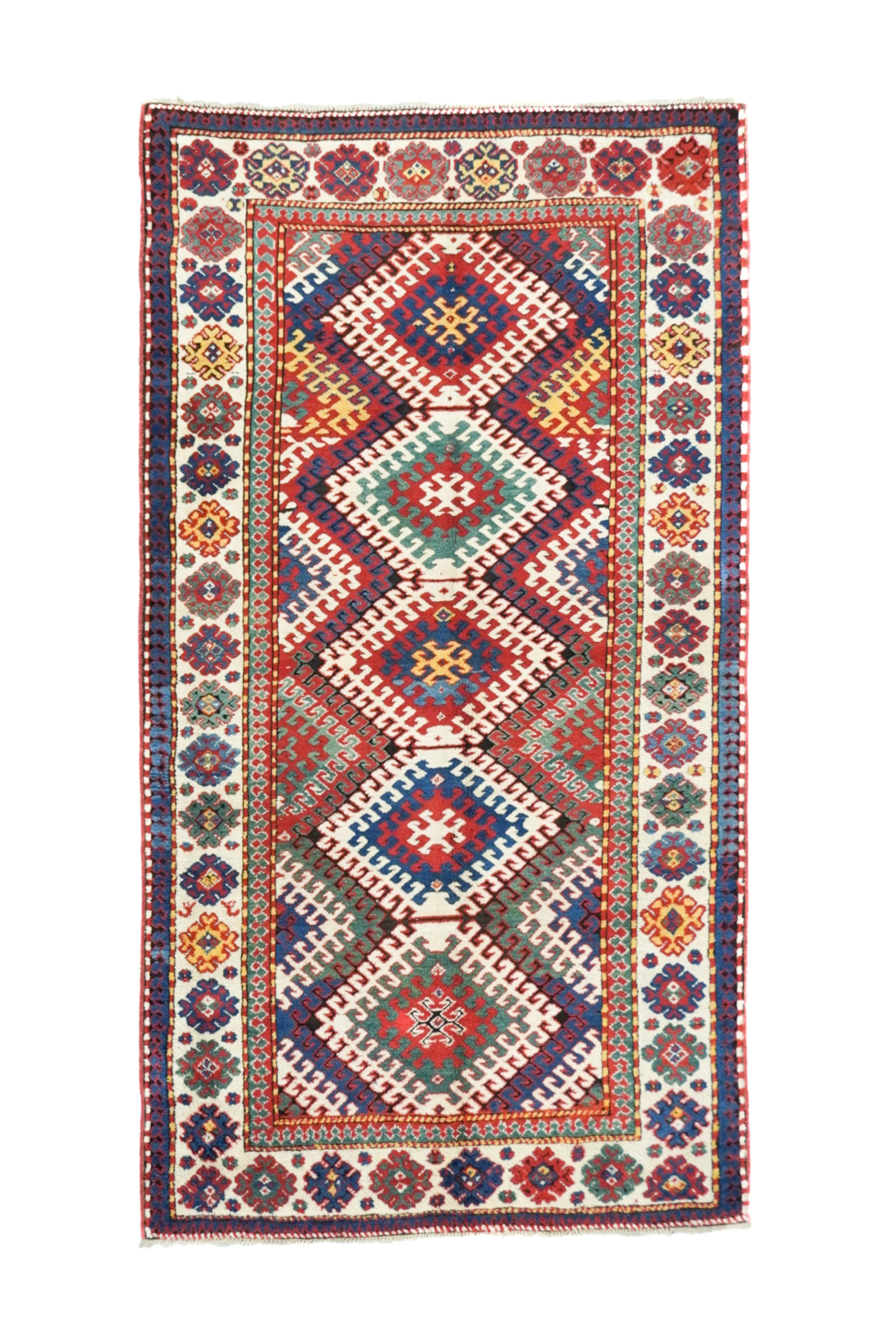 Antique Caucasian Kazak Borcholo Rug 4'10'' x 8'8''