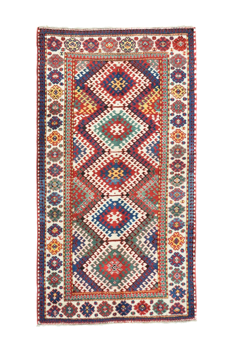 Antique Caucasian Kazak Borcholo Rug 4'10'' x 8'8''