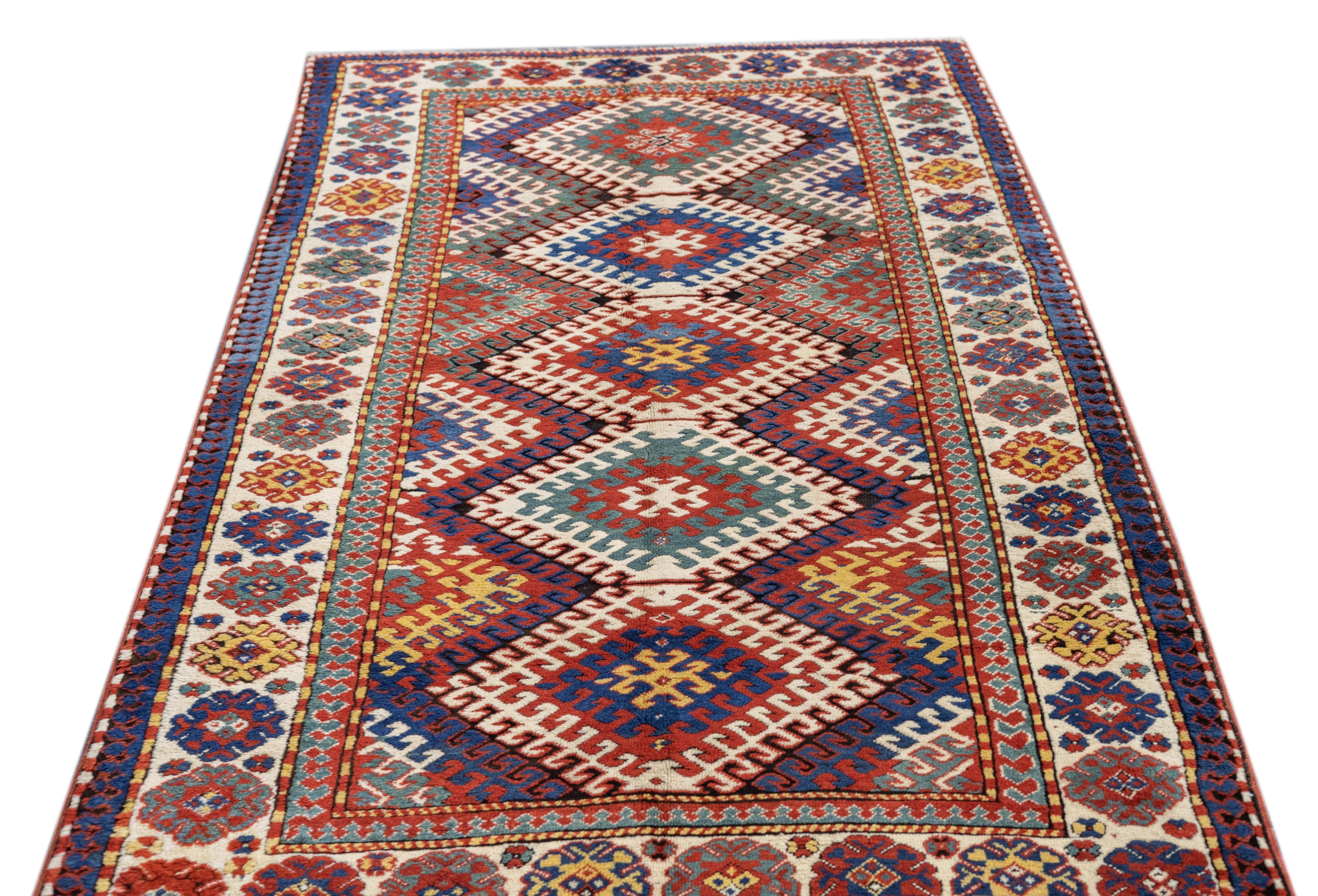 Antique Caucasian Kazak Borcholo Rug 4'10'' x 8'8''