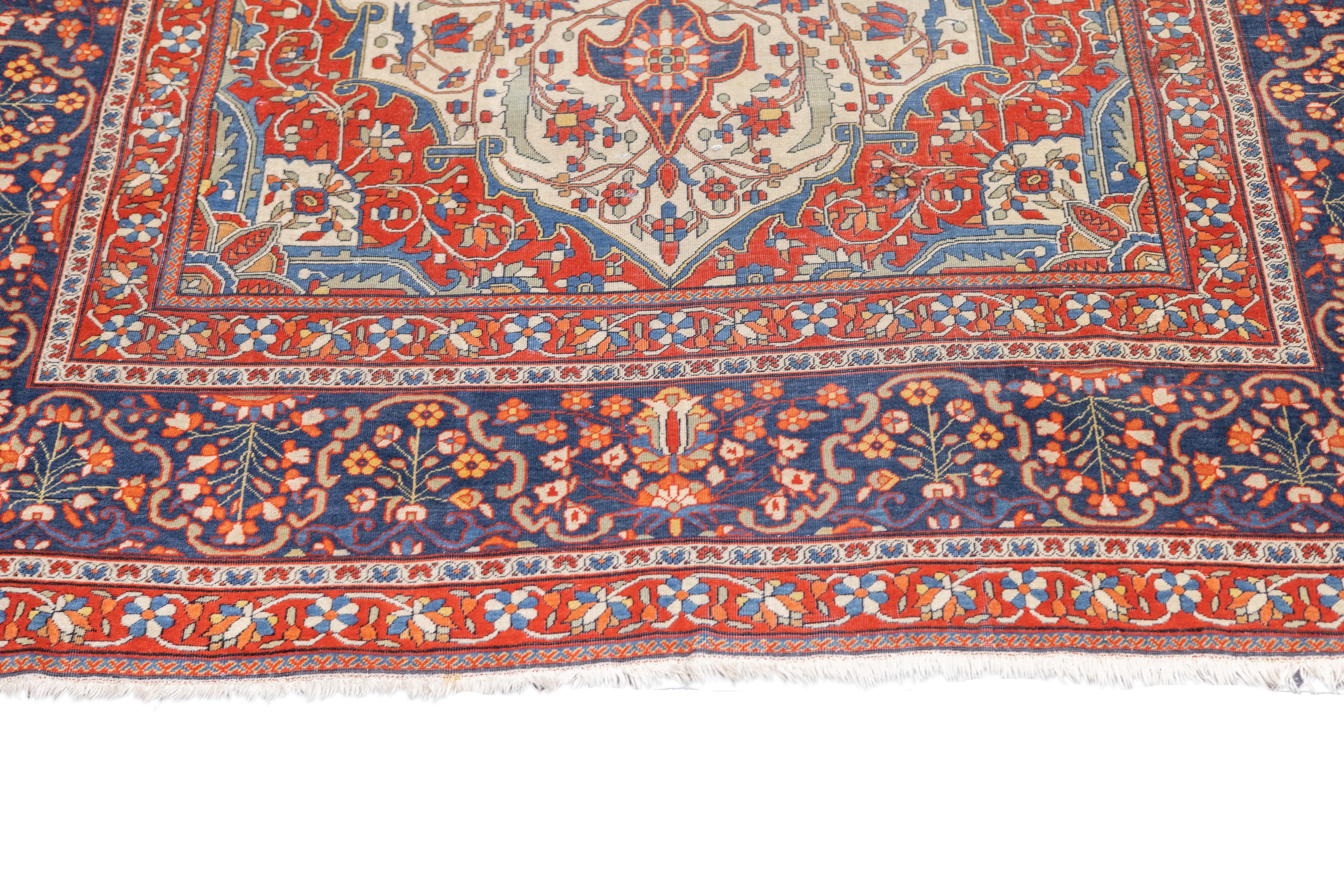 Antique Fine  Mohtasham Kashan Rug 4' 5" x 6' 8''