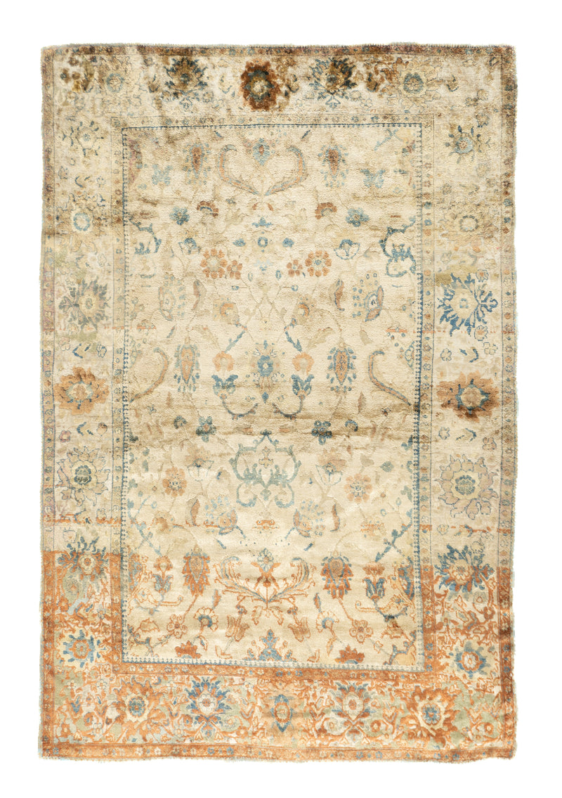 Antique Silk Ziegler Mahal Rug 4'2'' x 6'6''