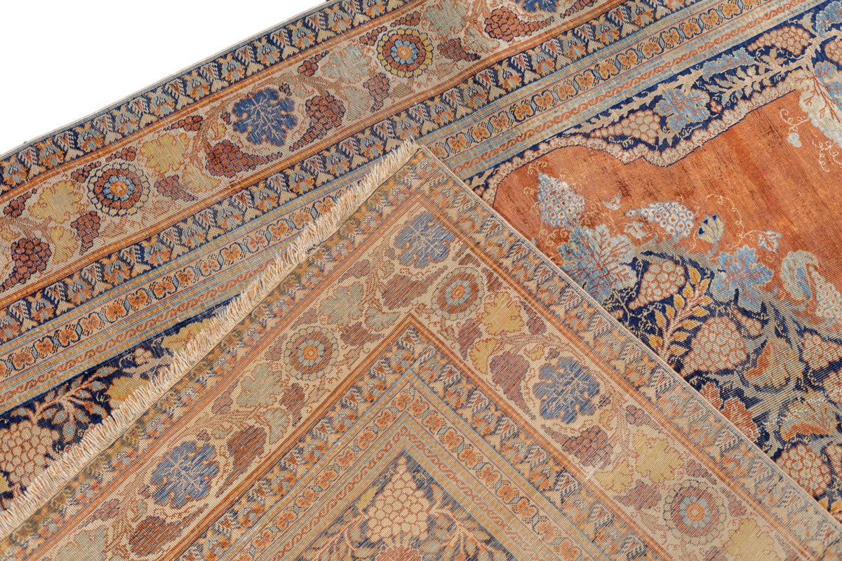 Fine Antique Silk  Heriz Rug 3'9'' x 5'3''