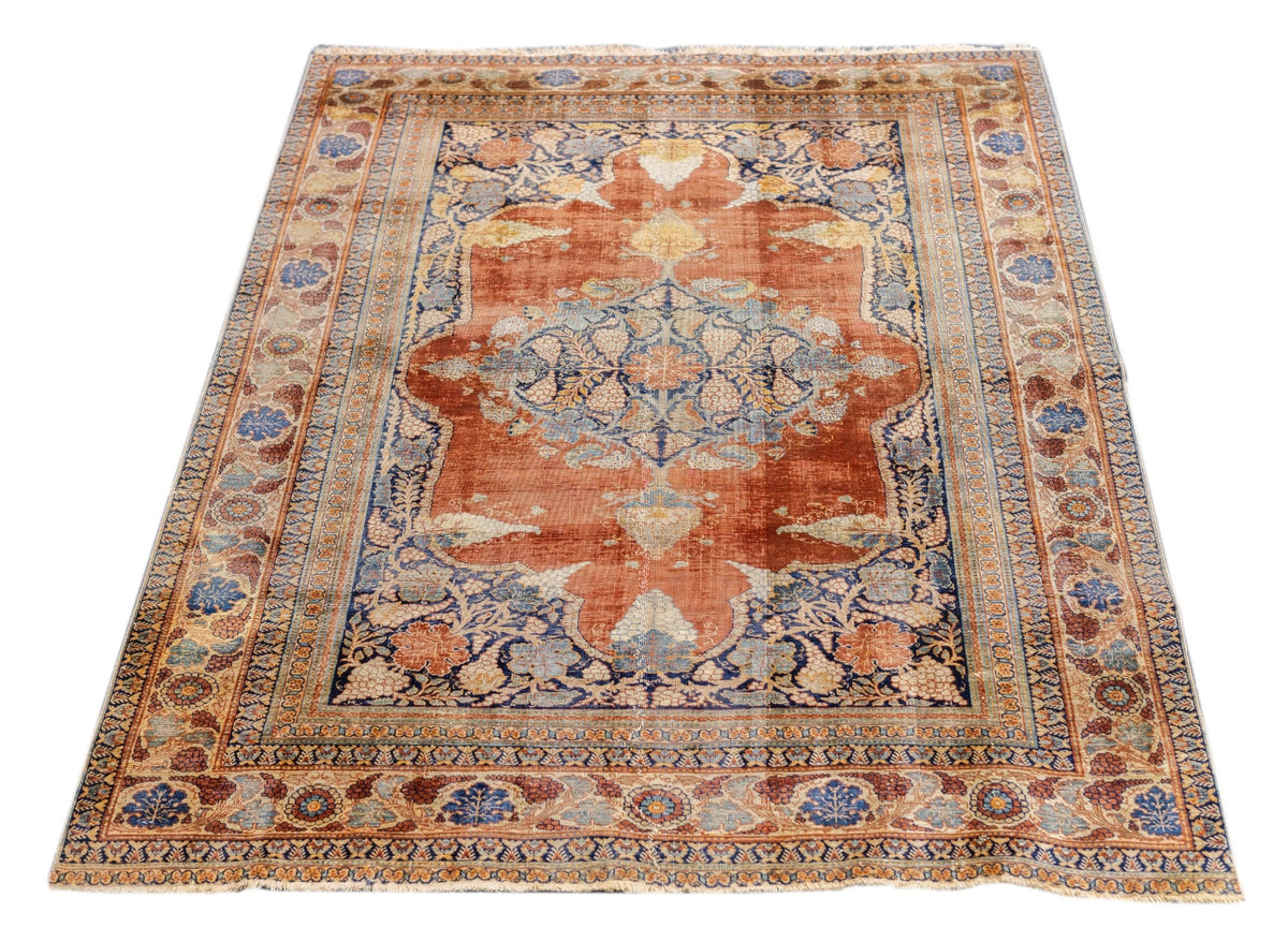 Fine Antique Silk  Heriz Rug 3'9'' x 5'3''