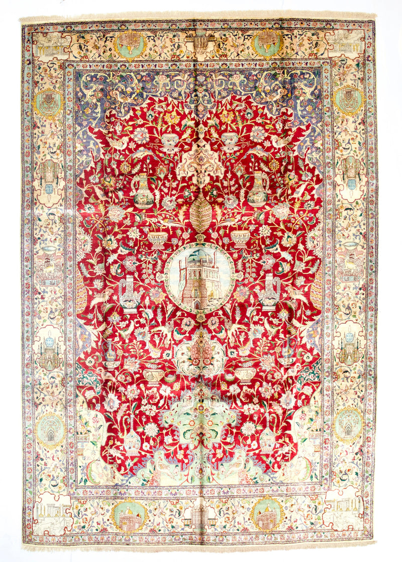 Extremely Fine Vintage  Silk Tabriz Rug 6' 6