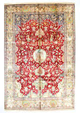 Extremely Fine Vintage  Silk Tabriz Rug 6' 6" x 9' 9"
