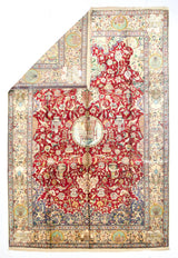 Extremely Fine Vintage  Silk Tabriz Rug 6' 6" x 9' 9"