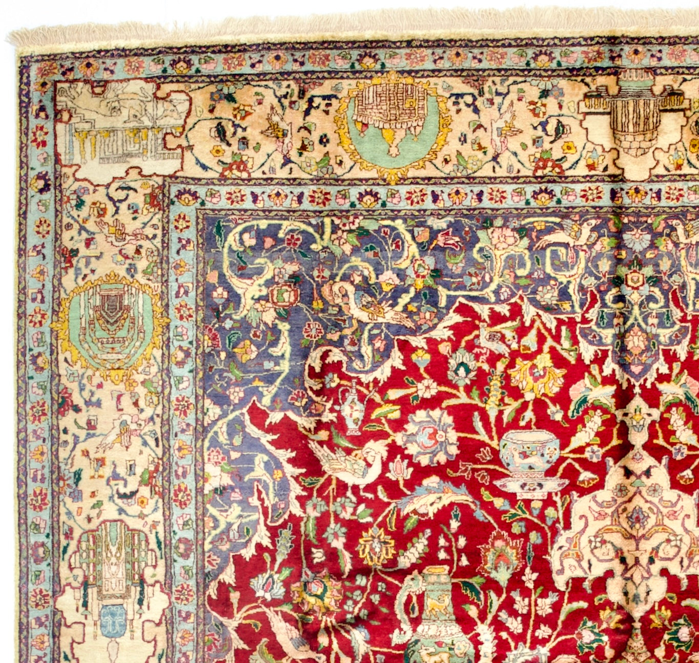 Extremely Fine Vintage  Silk Tabriz Rug 6' 6" x 9' 9"
