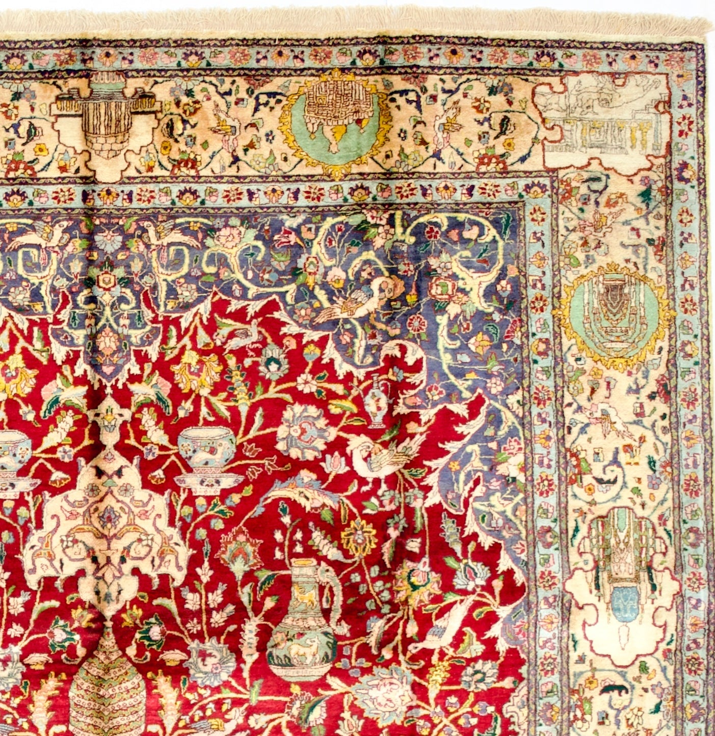 Extremely Fine Vintage  Silk Tabriz Rug 6' 6" x 9' 9"