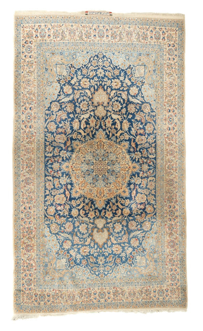 Isfahan Extremely Fine Wool & Silk Foundation. Signed Rug 5'3'' x 9'2''