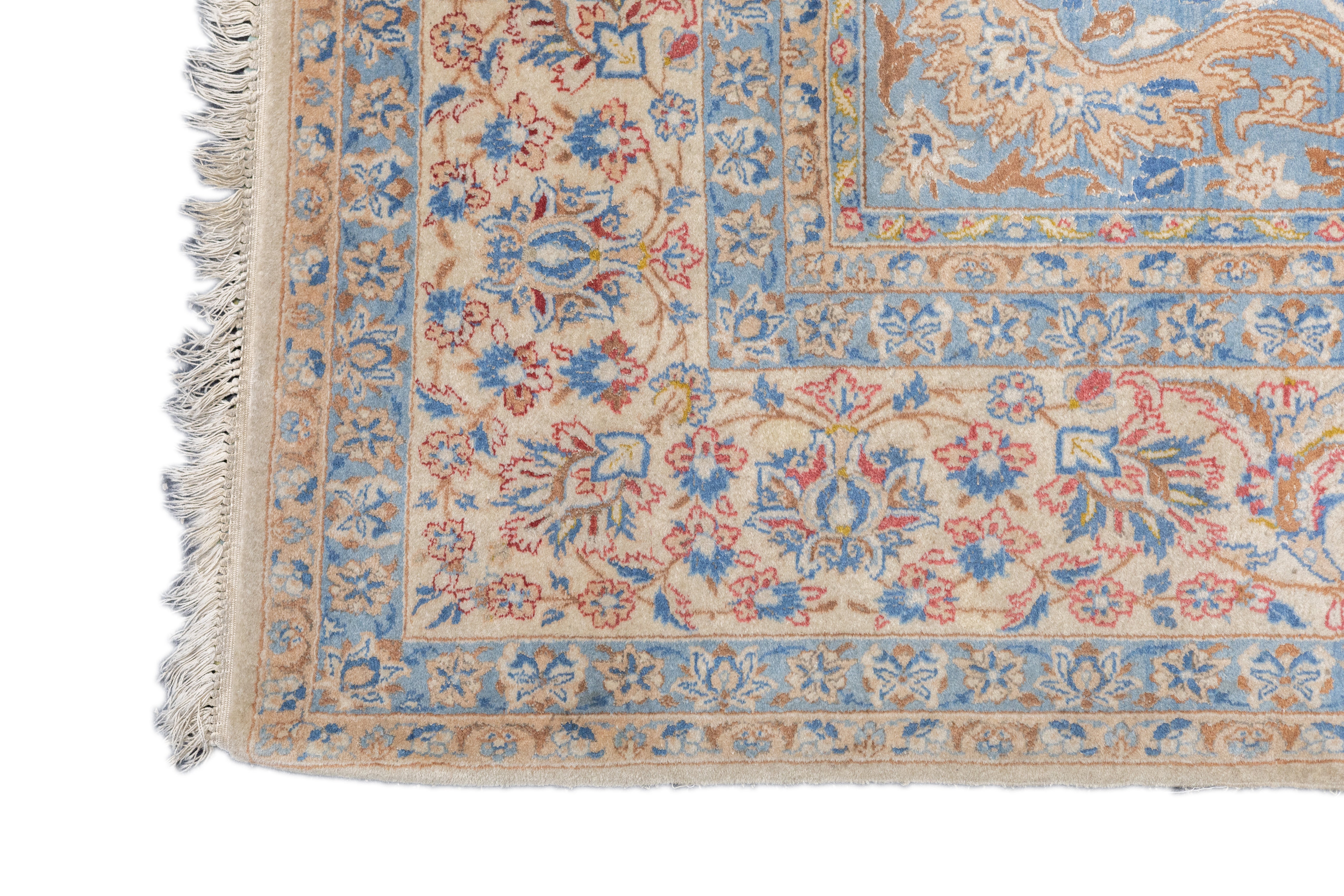 Isfahan Extremely Fine Wool & Silk Foundation. Signed Rug 5'3'' x 9'2''