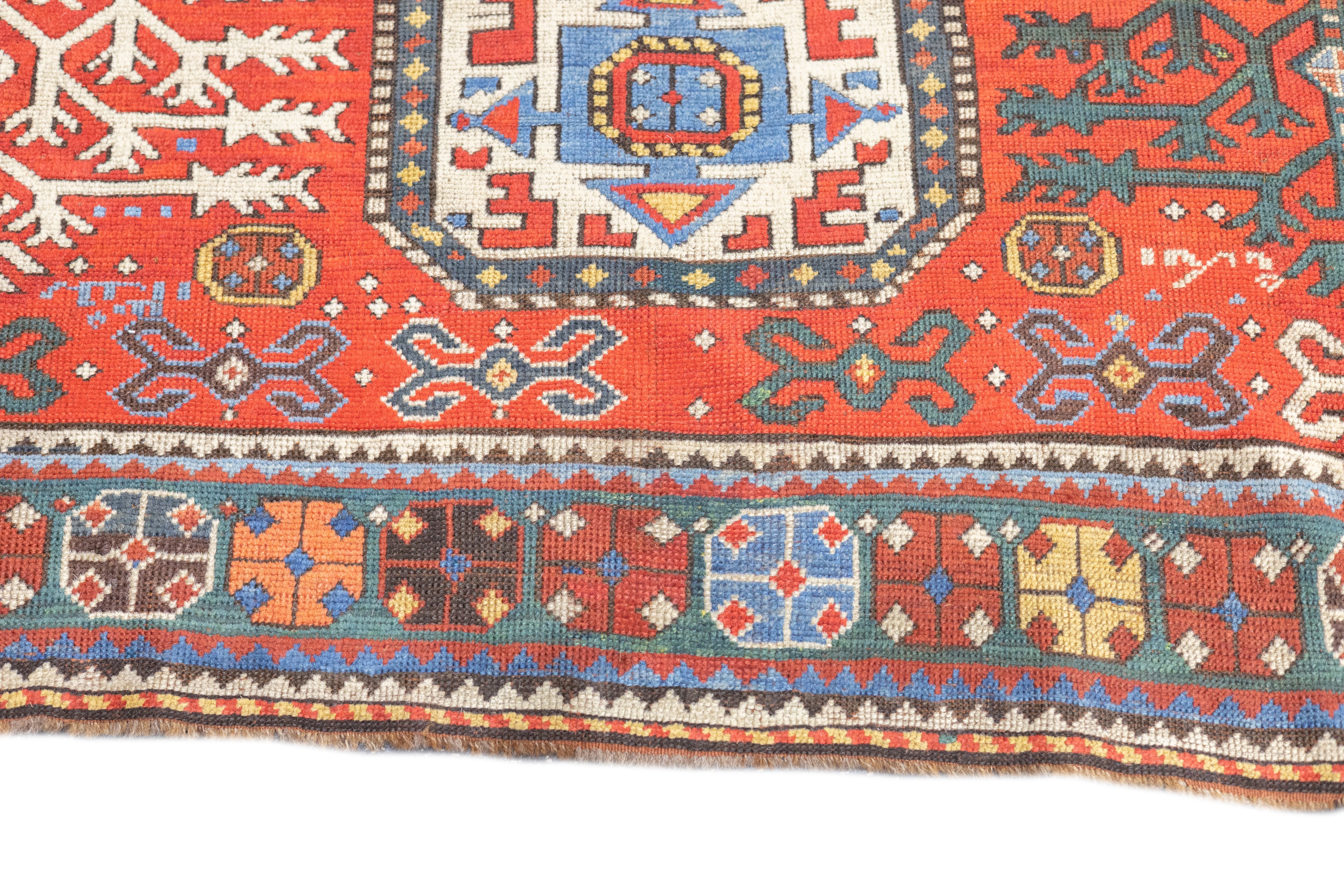 Antique Caucasian Kazak Rug 6'4'' x 7'5''