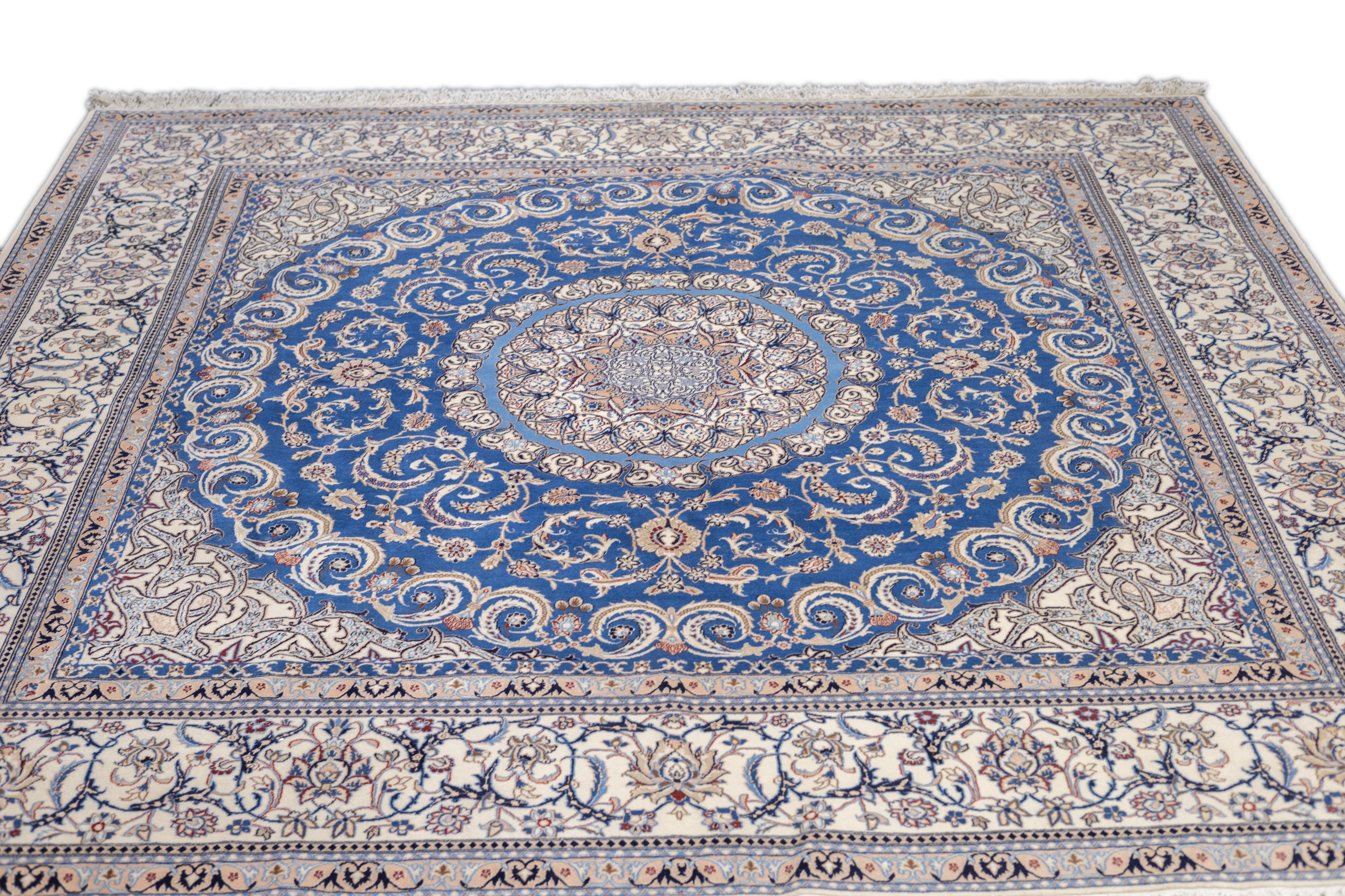Extremely Fine  Nain Rug Wool & Silk Rug 7'10'' x 7'11''