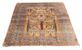 Antique Silk Heriz Rug 4'6'' x 5'11''