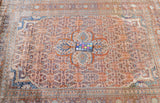 Antique Silk Heriz Rug 4'6'' x 5'5''