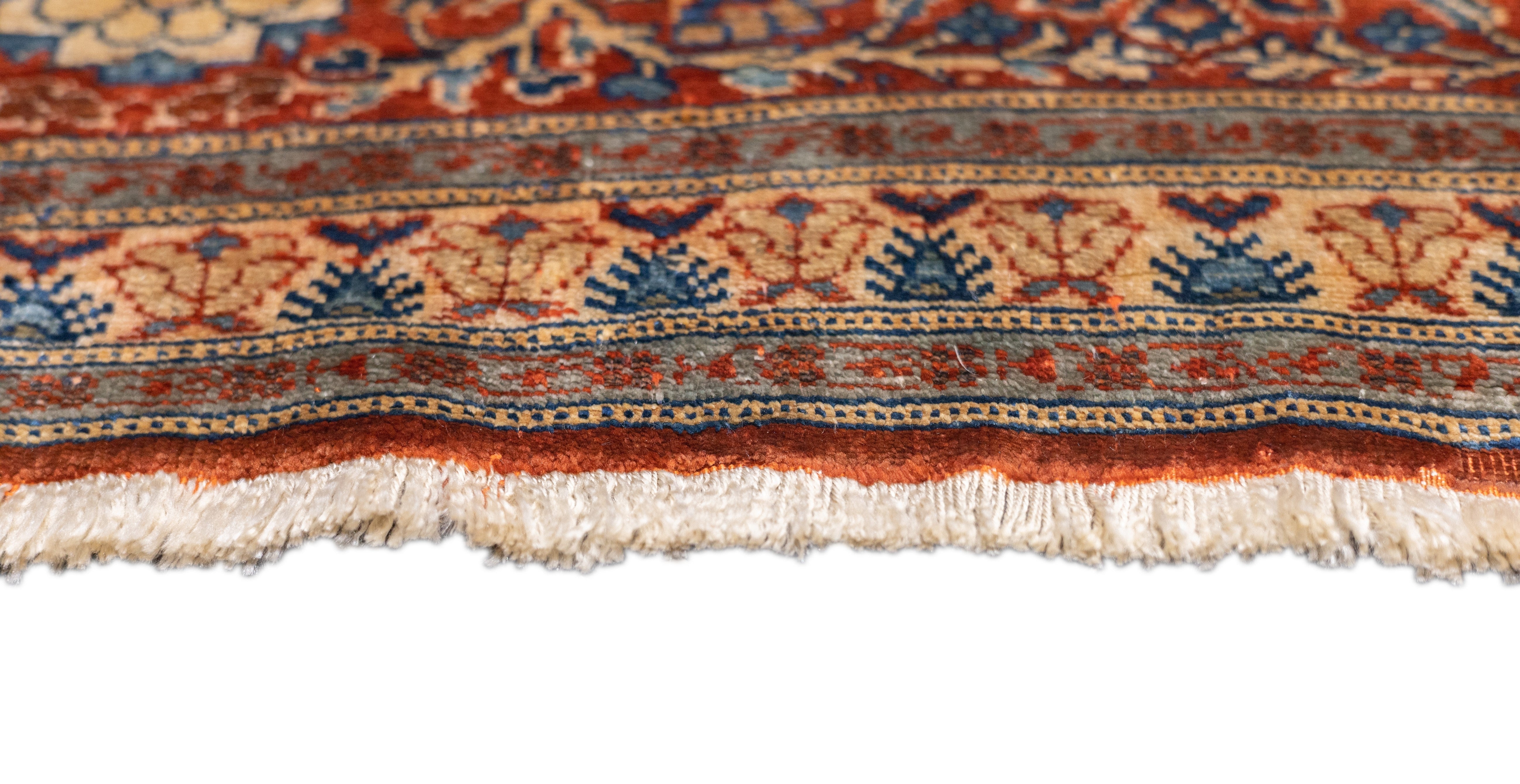 Antique Silk Heriz Rug 4'6'' x 5'5''
