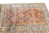 Antique Silk Heriz Rug 4'3'' x 5'6''