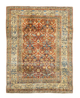 Antique Silk Heriz Rug 4'3'' x 5'6''