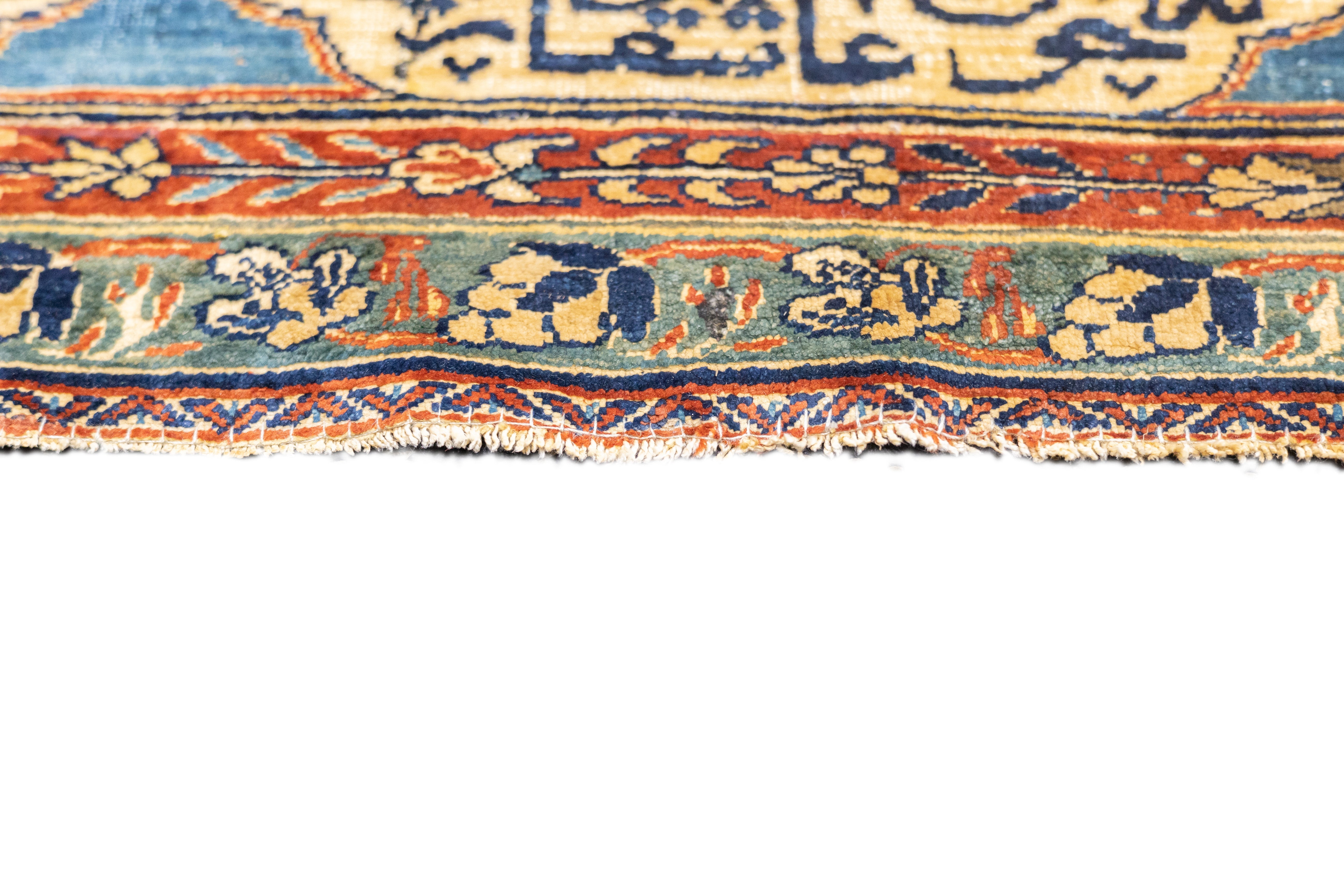Antique Silk Heriz Rug 4'3'' x 5'6''