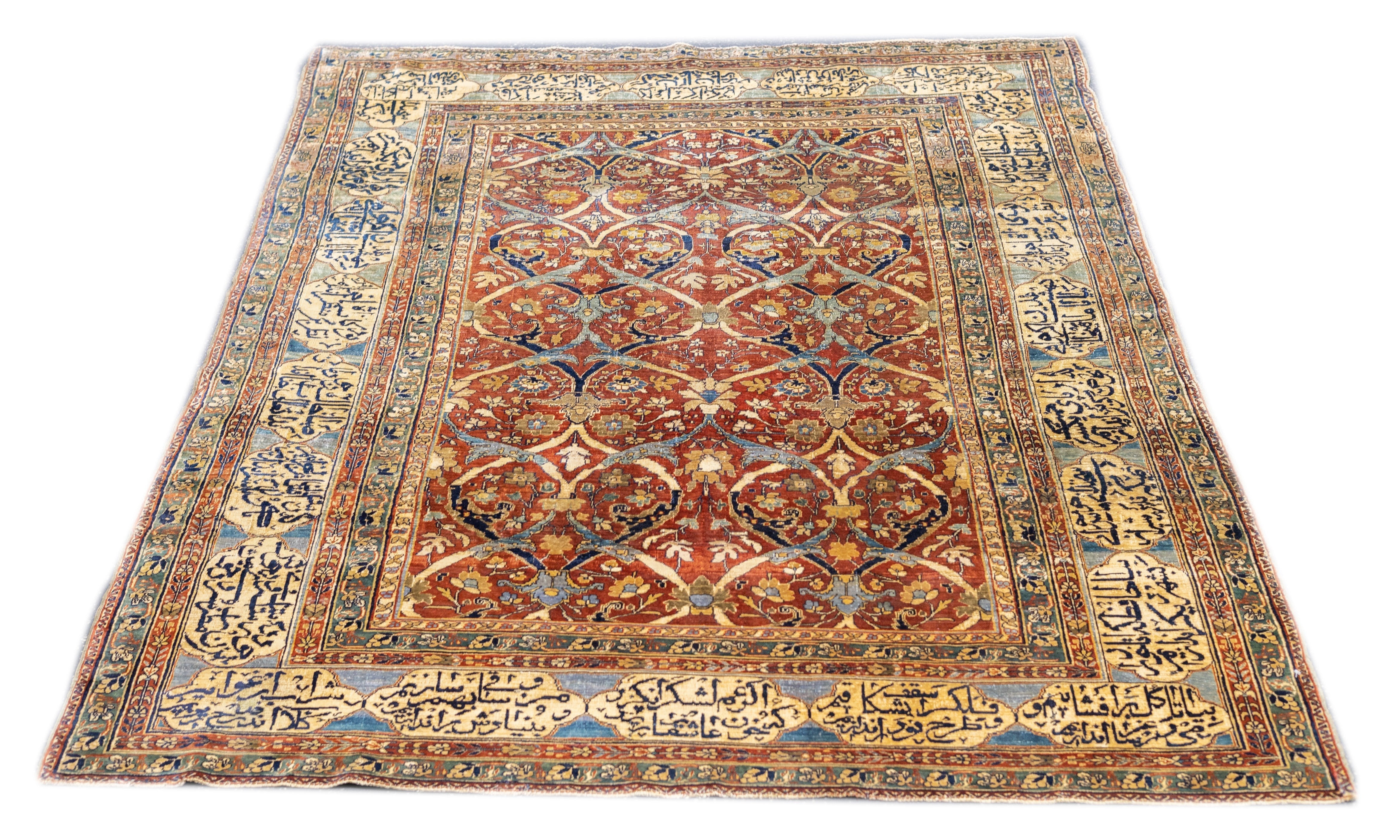 Antique Silk Heriz Rug 4'3'' x 5'6''